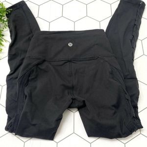 Lululemon High Times 7/8 Yoga Pants Rhythm Leggings Mesh Deep Black Size 2